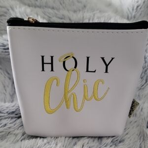 Holy Chic White and Yellow Cosmetic Bag
